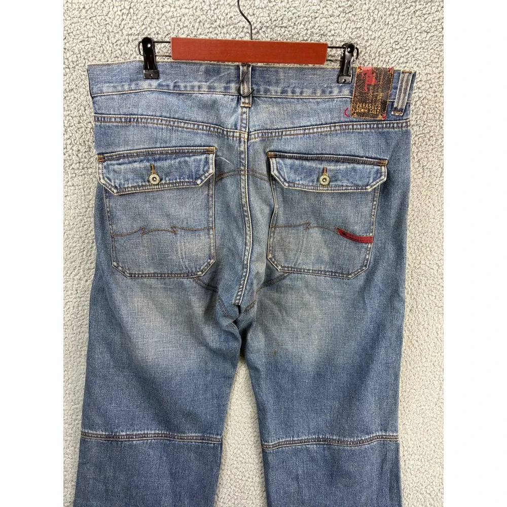 Parasuco Ergonomic Baggy Wide Leg Jeans Mens 38 Blue Y2K Vintage Denim Flawed